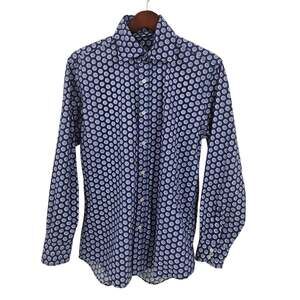 Boden mens long sleeve button down shirt blue polka dots size 15 1/2 100% cotton